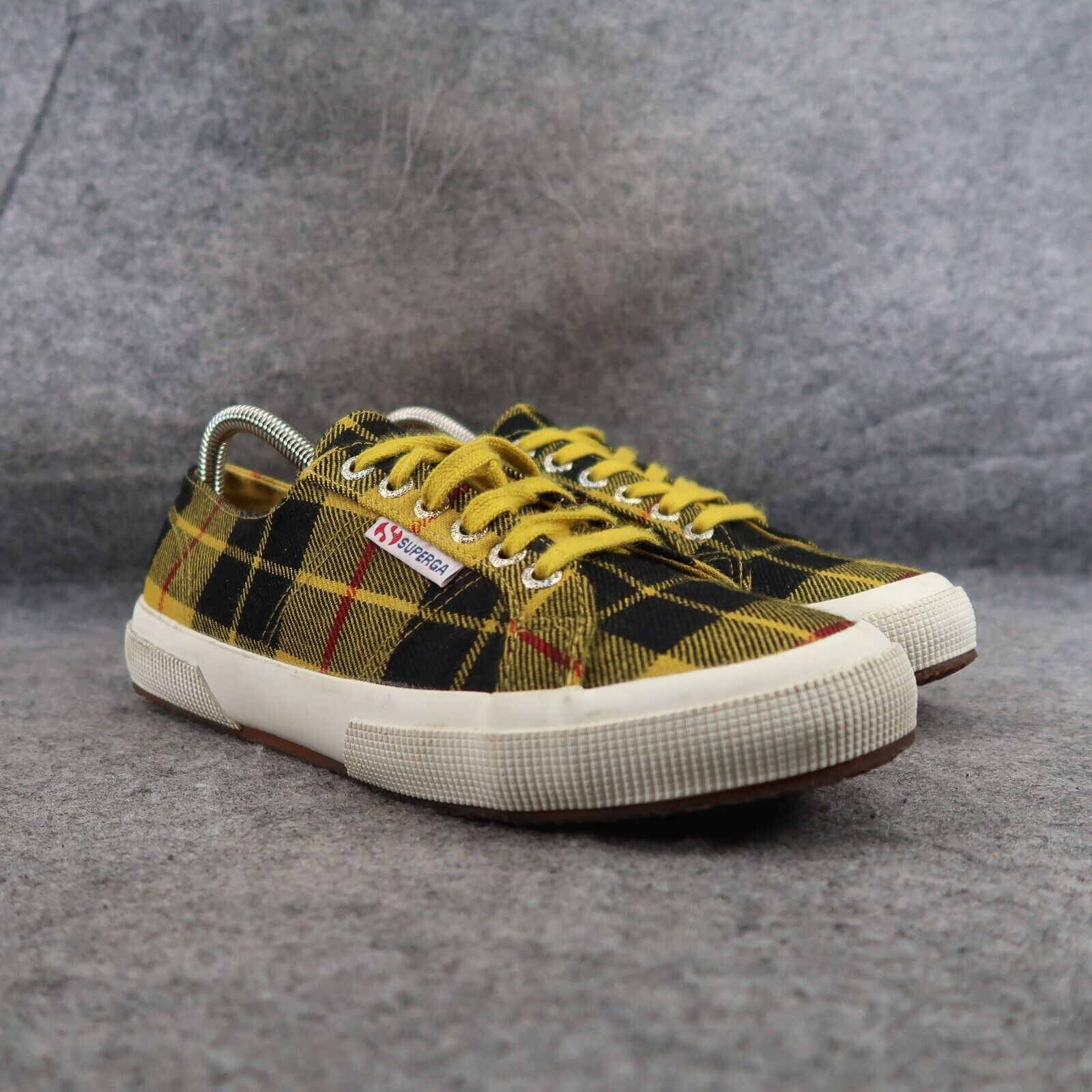Superga Shoes Womens 9 Sneakers Tartan Yellow Plaid Casual Lifestyle Comfort Low