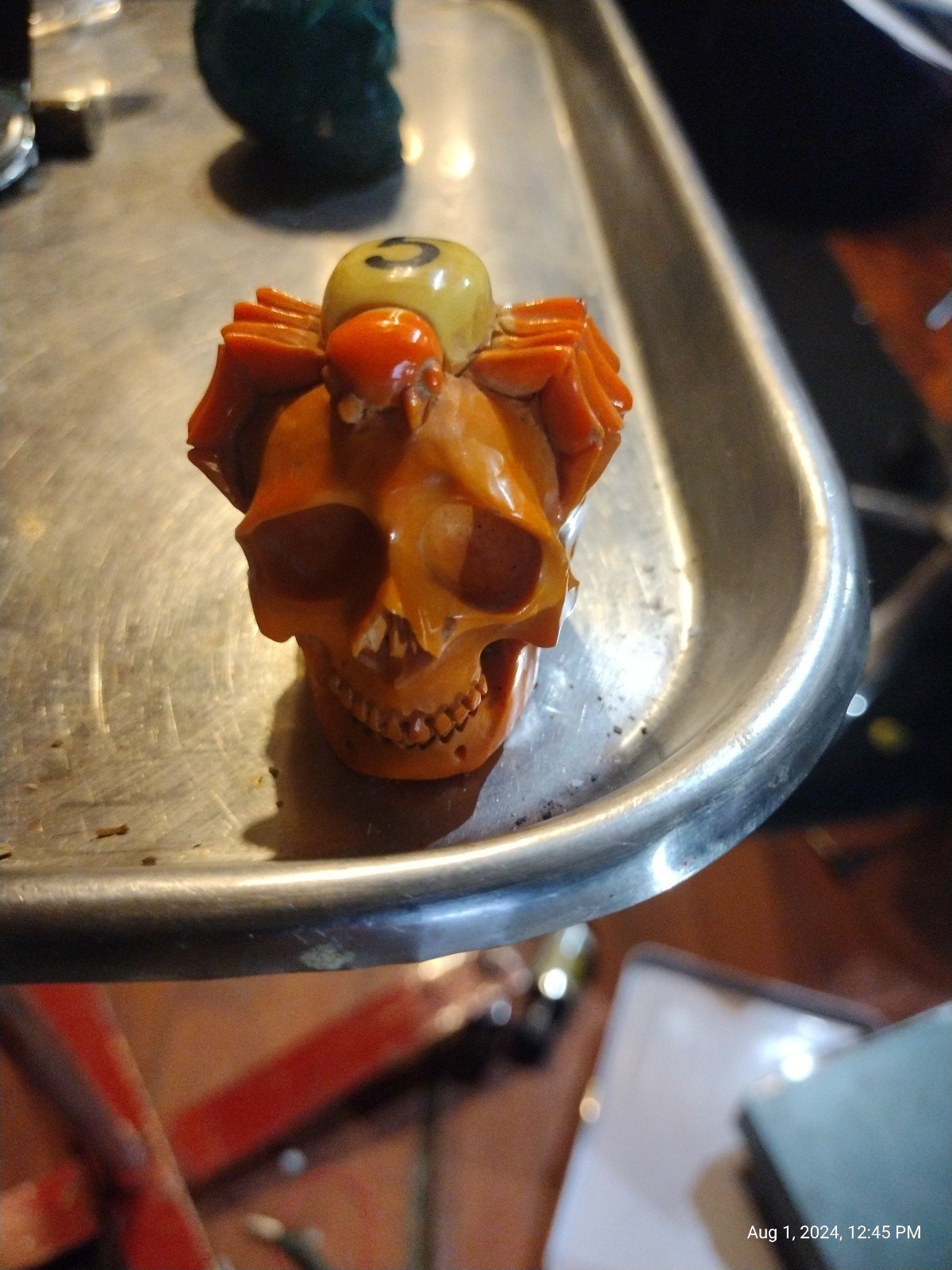 Handcarved skull number 5 pool ball one of a kind