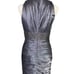 Carmen Marc Valvo Silk Blend Ruched Metallic Studded Pleated Party Sheath Dress