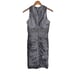 Carmen Marc Valvo Silk Blend Ruched Metallic Studded Pleated Party Sheath Dress