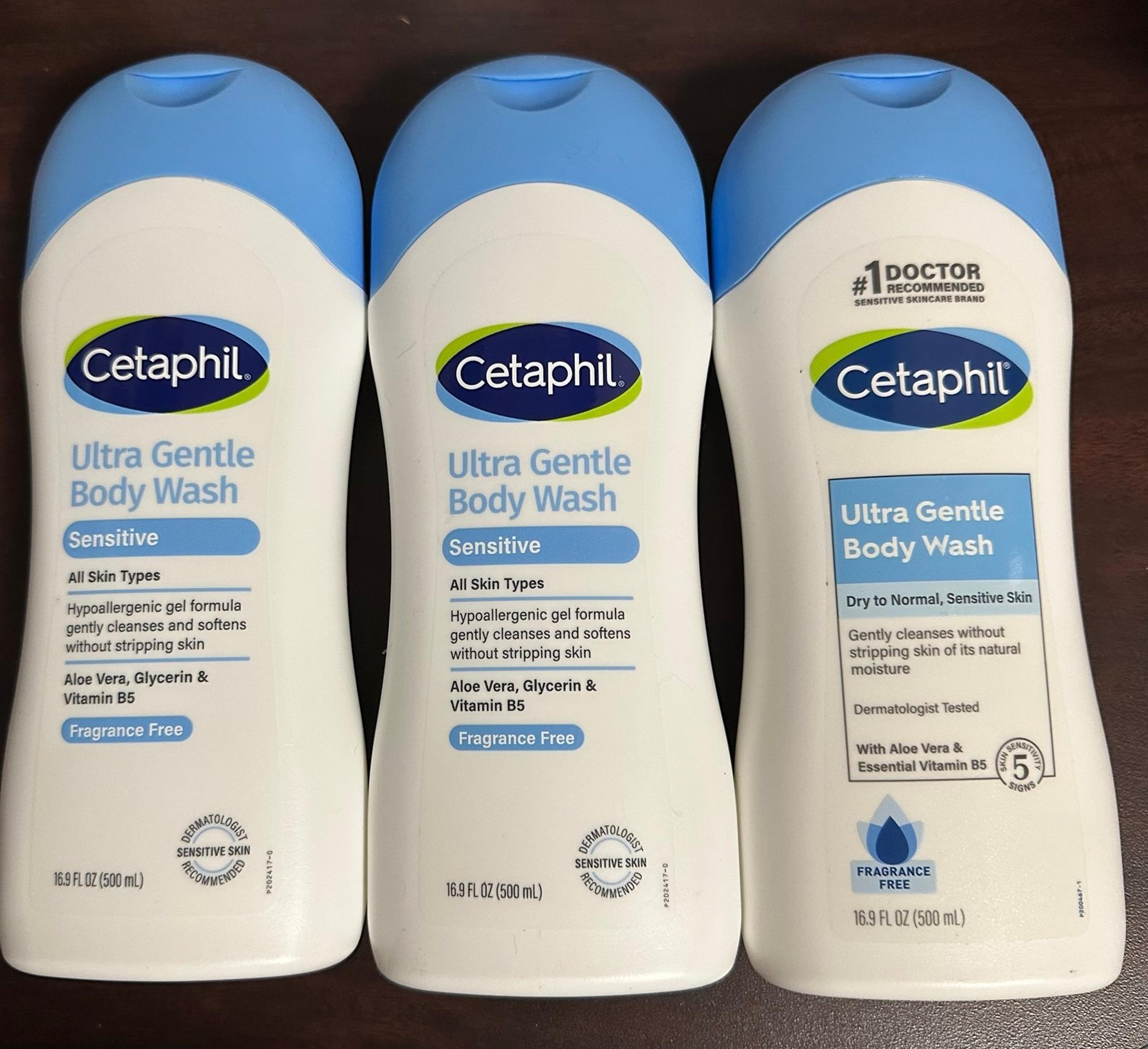 Set of 3 Cetaphil Daily Use Moisturizing Body Wash Unscented 16.9 fl oz ea New