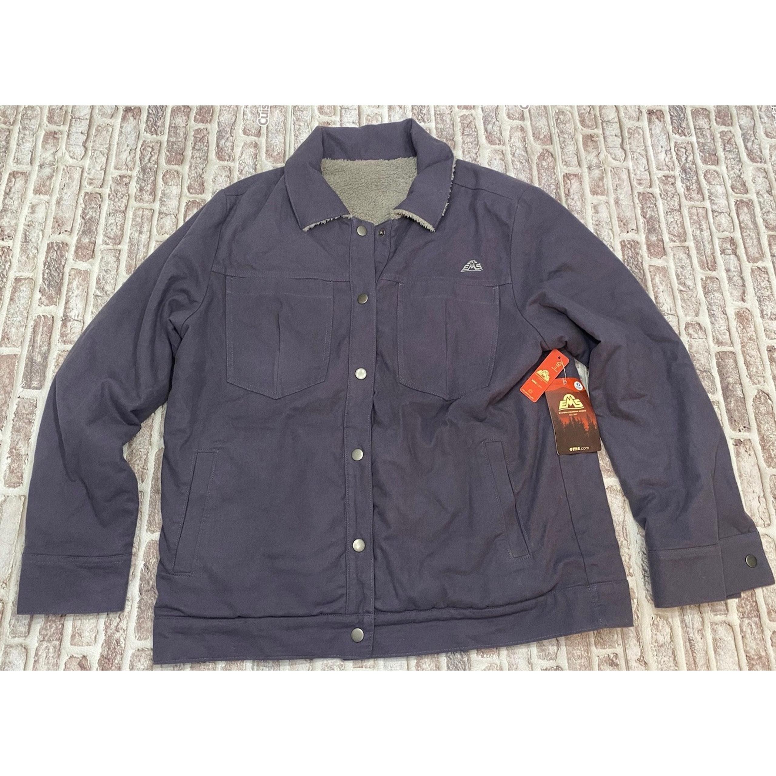 Eastern Mountain Sports Fleece Canvas Large Purple Reversible Shacket New EMS