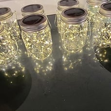 8 Pack Solar Mason Jar Lights Lanterns,Jars & Hangers Included，30LED