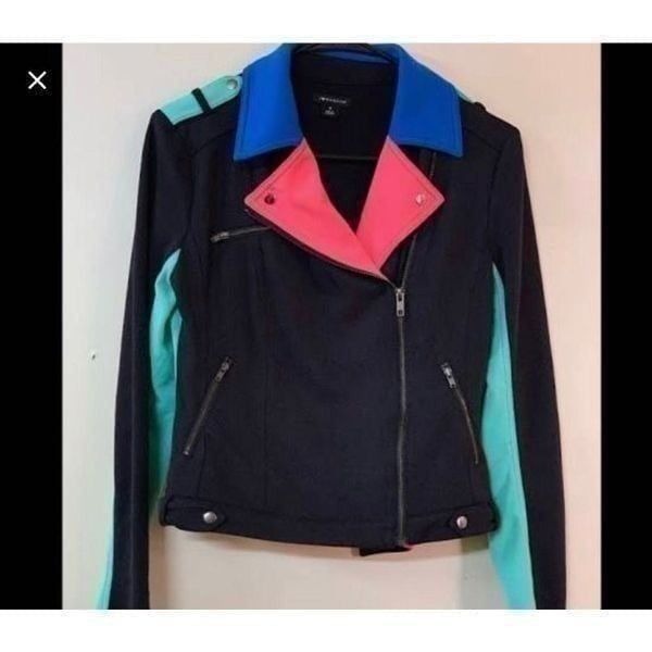Moto jacket neon contrast 80's style motorcycle jacket