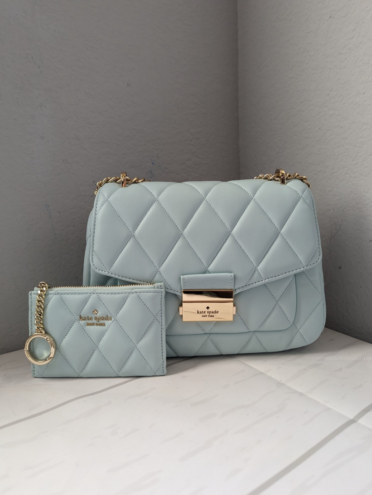 NWT Kate Spade Carey Small Flap Chain Shoulder Bag Crossbody & Small Cardholder