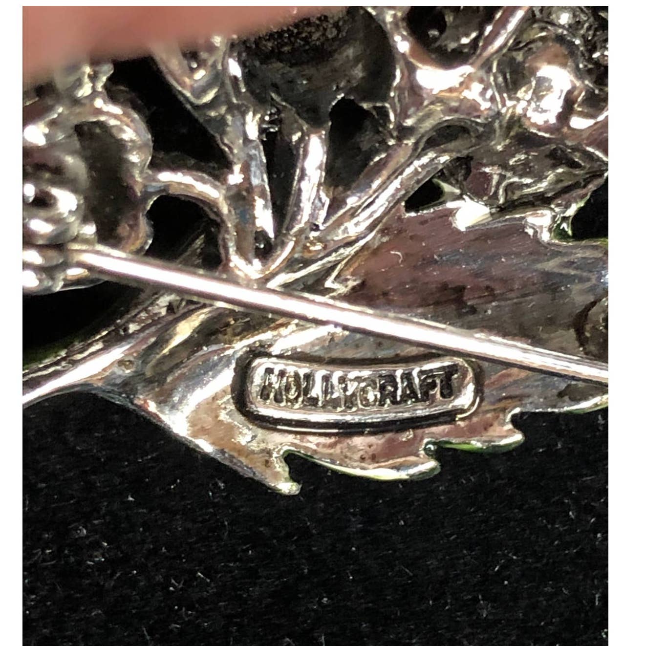 Vintage Hollycraft Rhinestone Crystal Enamel shops Brooch