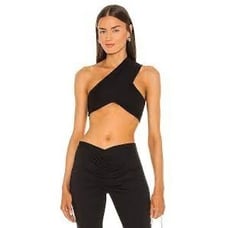 Miaou Shirt Womens XS Elvis Top Black One Shoulder Cropped Tank Party Evening