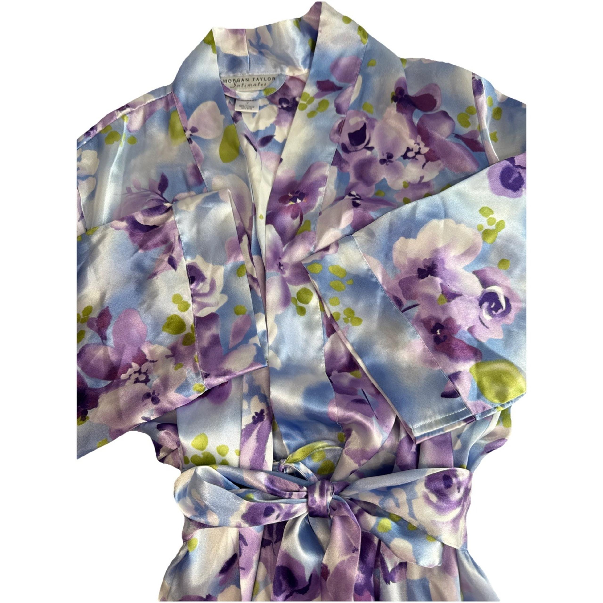 Morgan Taylor Intimates Beautiful Floral Satiny Robe Women's Size Small