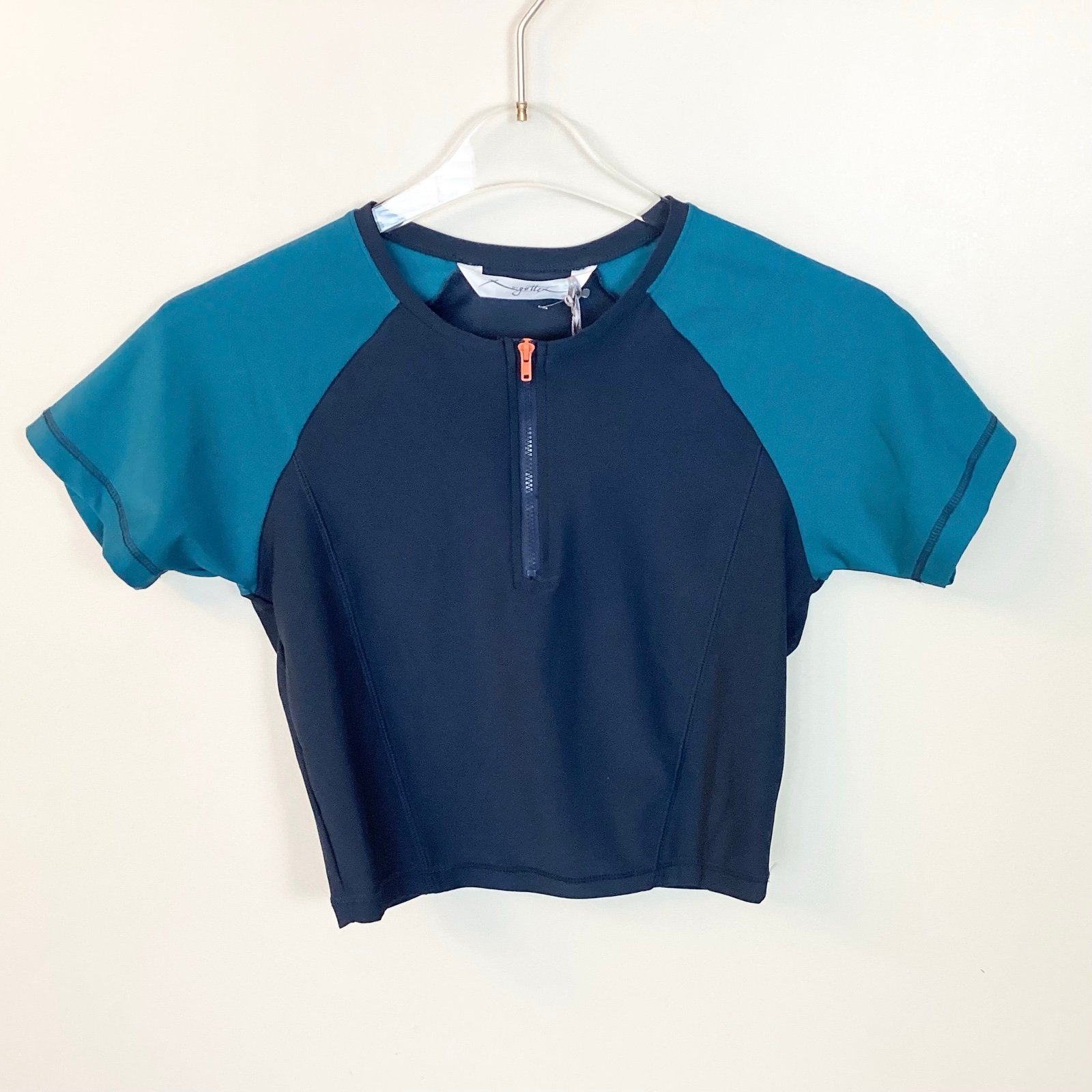 NWT X by Gottex Short Sleeve Half Zip Colorblock Rashguard - Blue - M