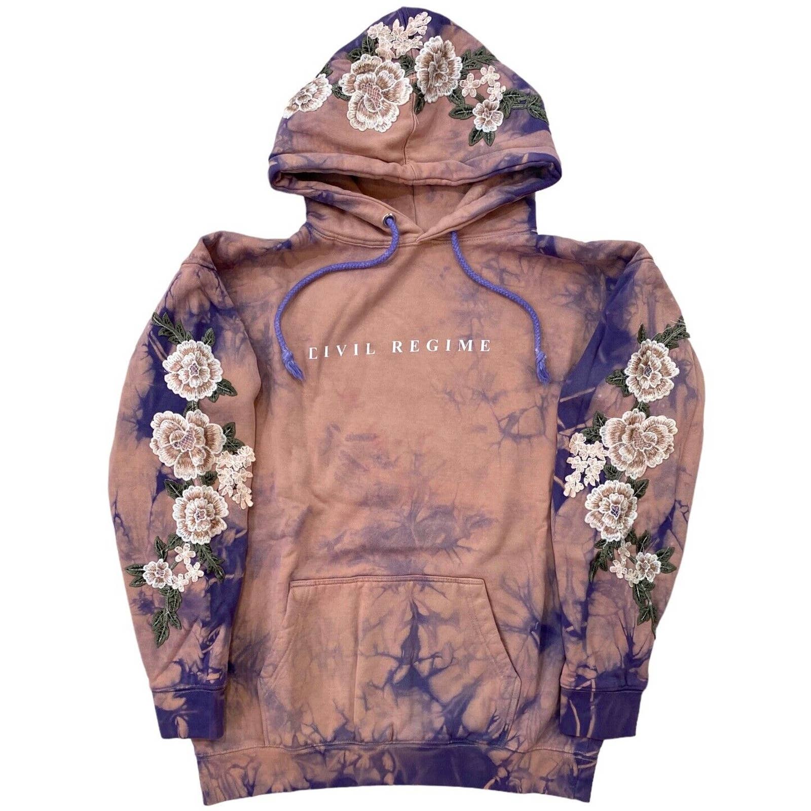 Civil Regime by Darc Sport Women's White Rose Tie Dye Hoodie in Lilac Sand