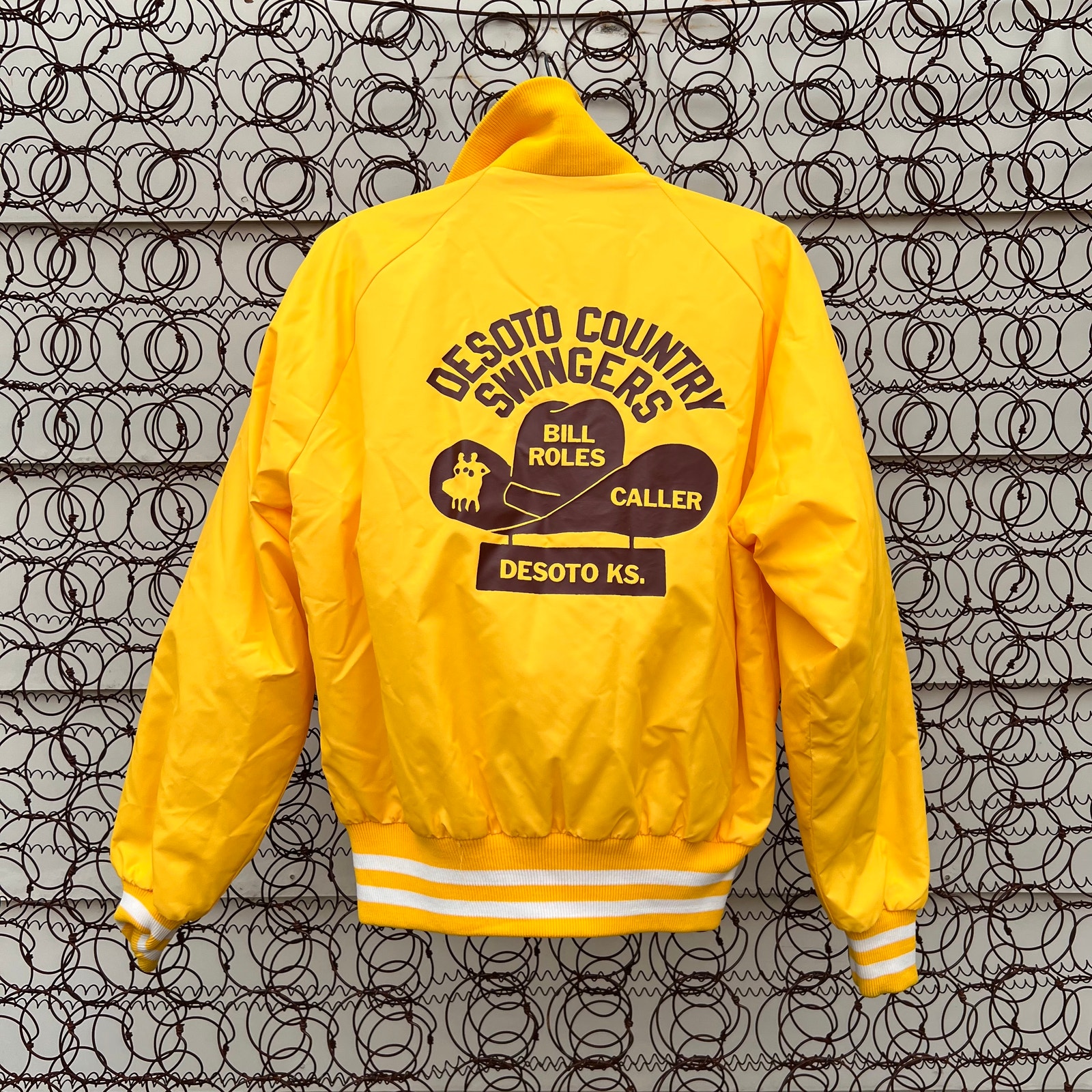 Vintage Square Dance Swingers Varsity Nylon Jacket Elaine De Soto Kansas