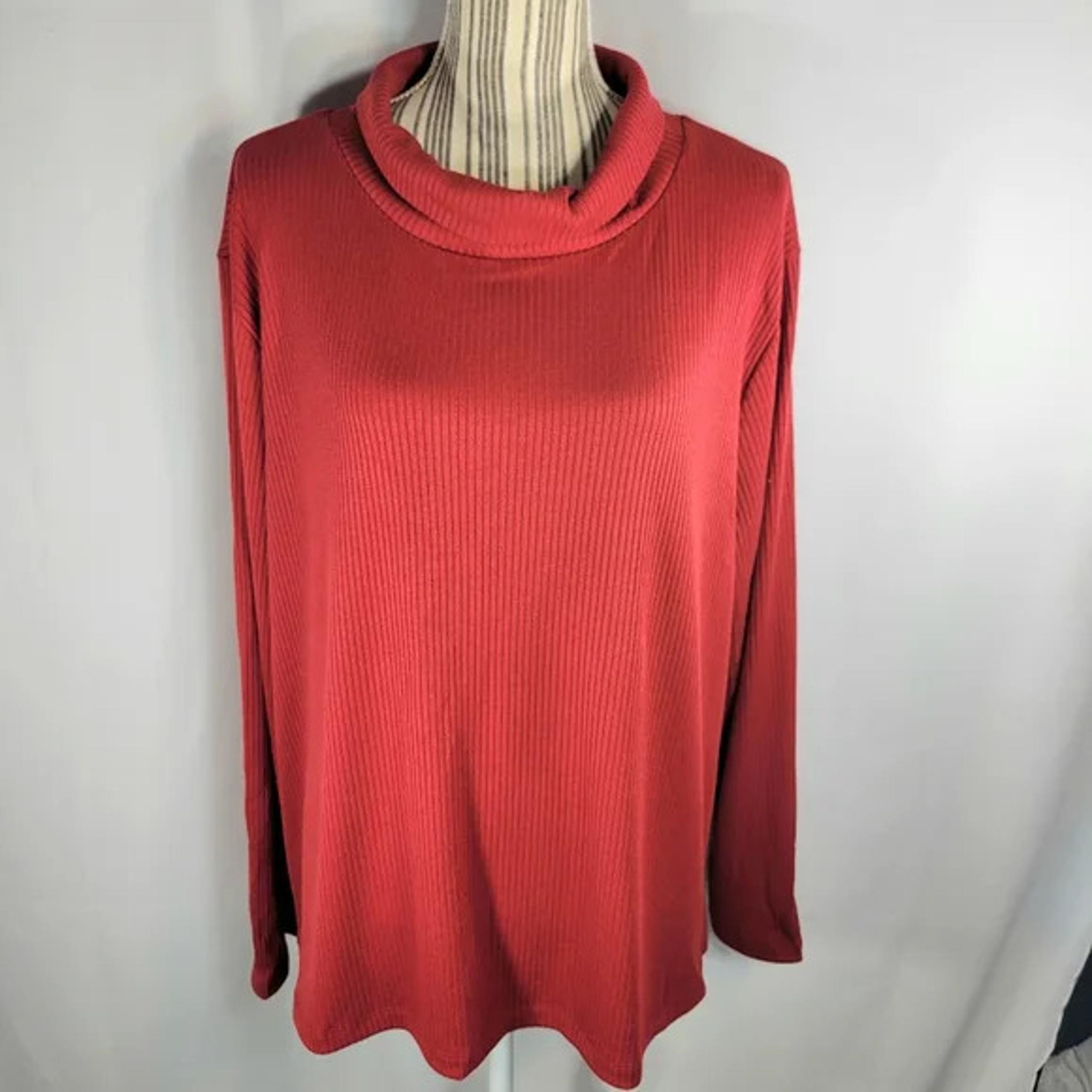 Ava & Viv NWT Red Turtleneck Ribbed Long Sleeve Top Size 1X
