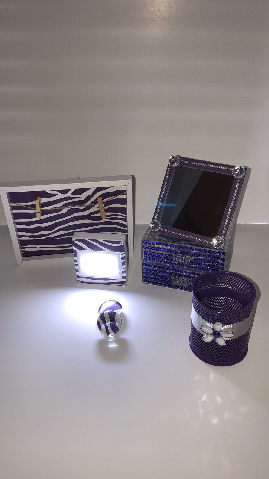 Makeup Desk Set Locker Organize Zebra