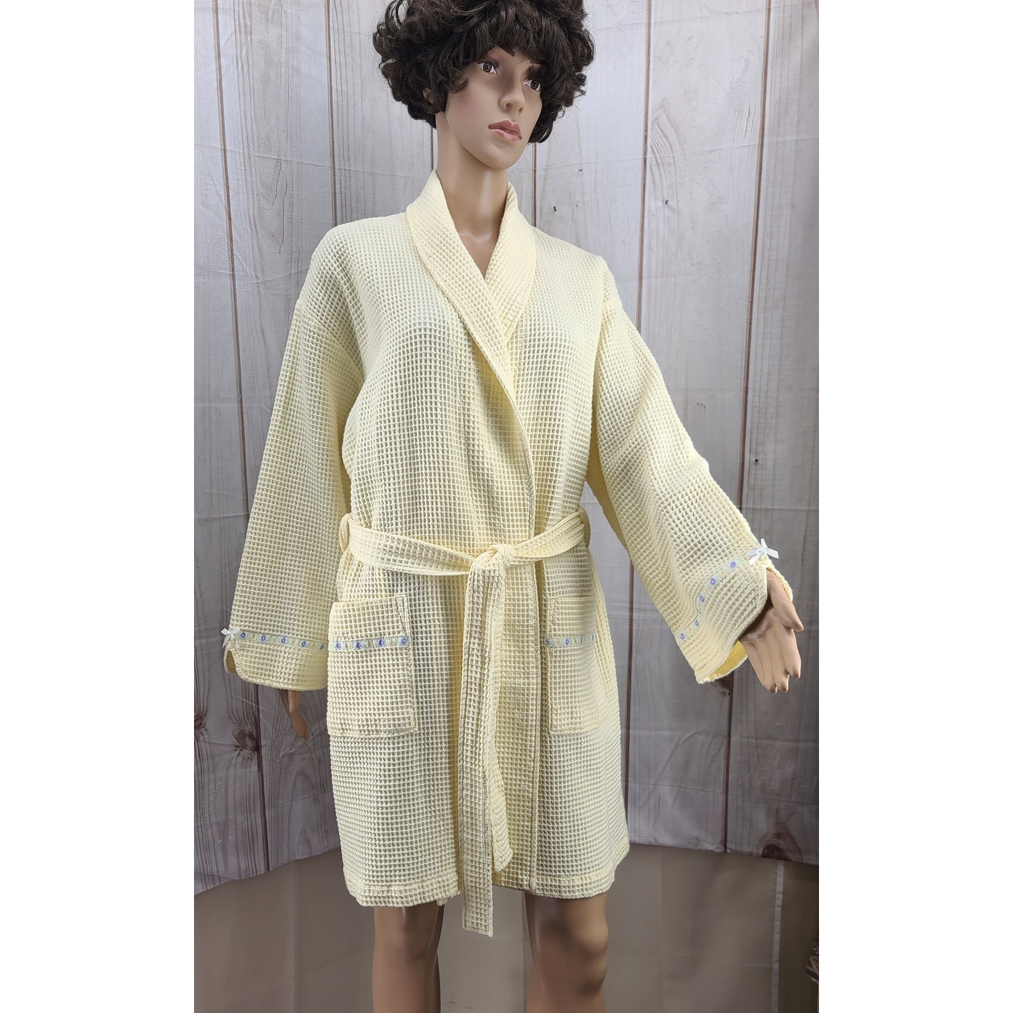 The Disney Store Women's S/M Yellow 100% Cotton Waffle Knit Robe Bambi/Thumper