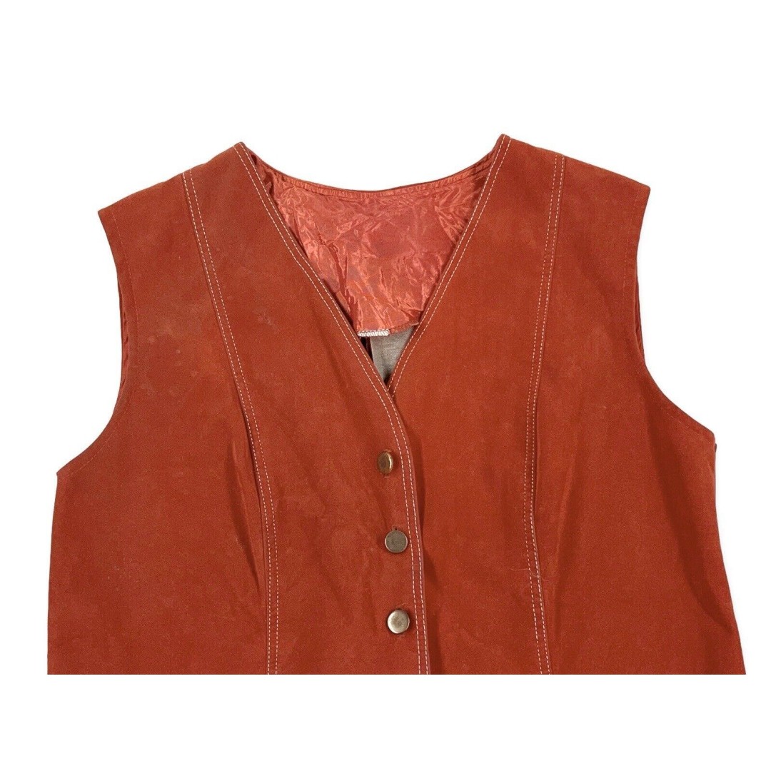 VINTAGE MOD 1960S GO-GO HIPPIE VELVETEEN MINI DRESS VEST WAISTCOAT ORANGE