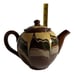 Vintage Redware Teapot Made Bulgaria Flower Fading Brown Yellow Drip Glaze READ