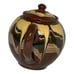 Vintage Redware Teapot Made Bulgaria Flower Fading Brown Yellow Drip Glaze READ