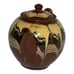 Vintage Redware Teapot Made Bulgaria Flower Fading Brown Yellow Drip Glaze READ
