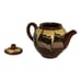 Vintage Redware Teapot Made Bulgaria Flower Fading Brown Yellow Drip Glaze READ
