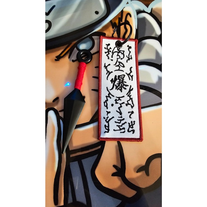 Anime Paper Seal Embroidered Keychain Jet Tag - Unique Handcrafted Accessory