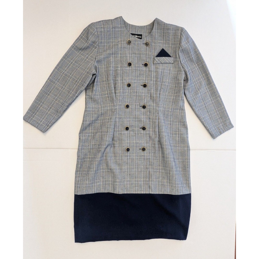J.P. Woman Blue Plaid Size 18 Women's Dress Vintage Church Office Court