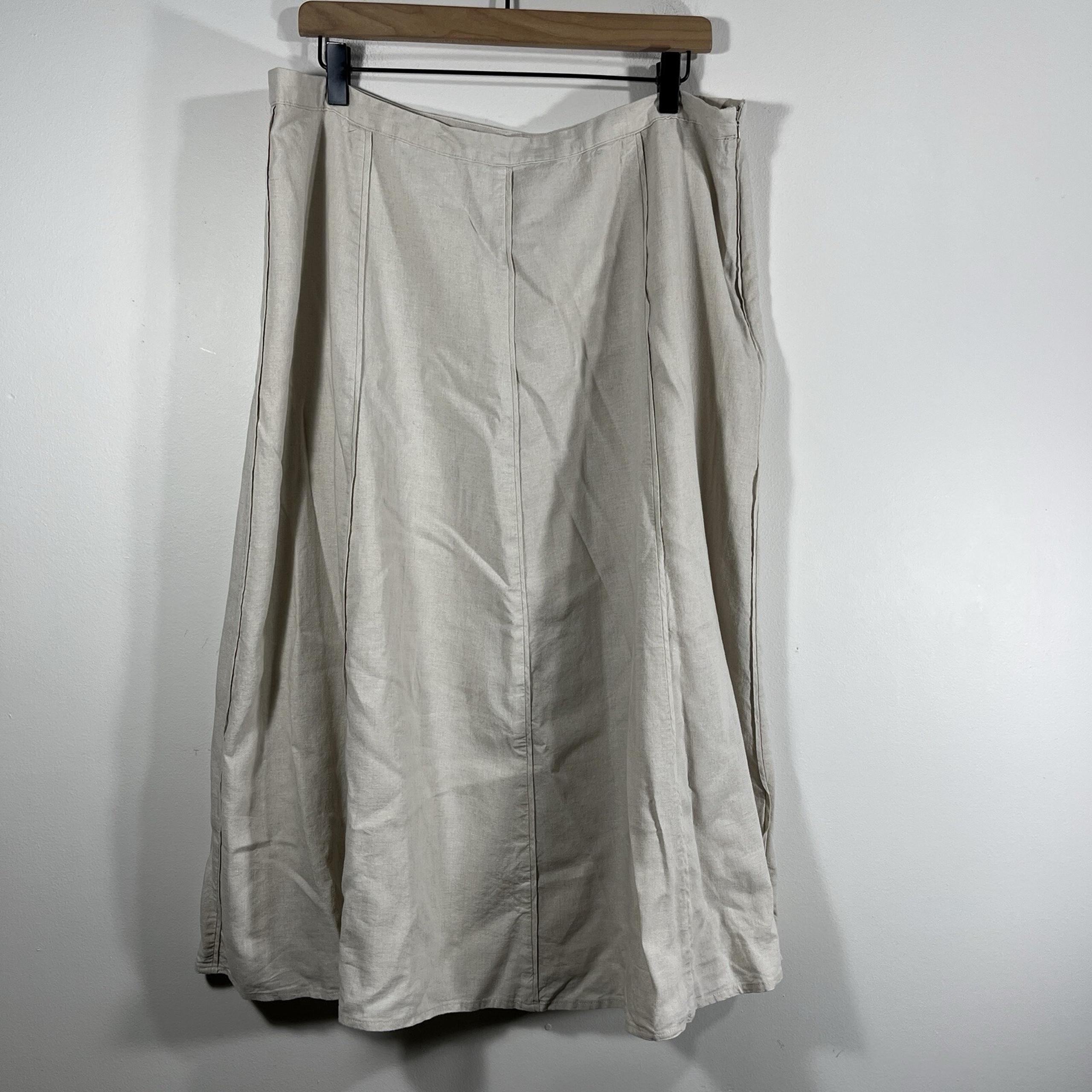 Christopher & Banks Beige Linen Blend A-Line Skirt Women's Size 16