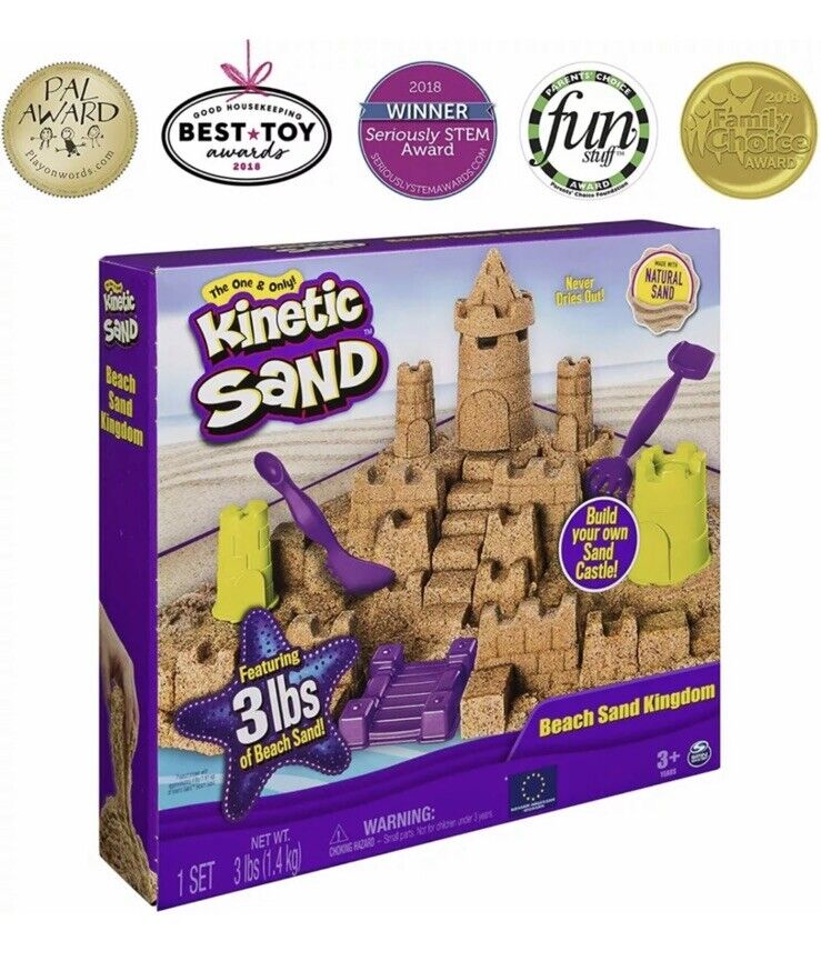 Kinetic Sand Beach Sand Kingdom Playset with 3lbs of Beach Sand for Ages 3 & Up