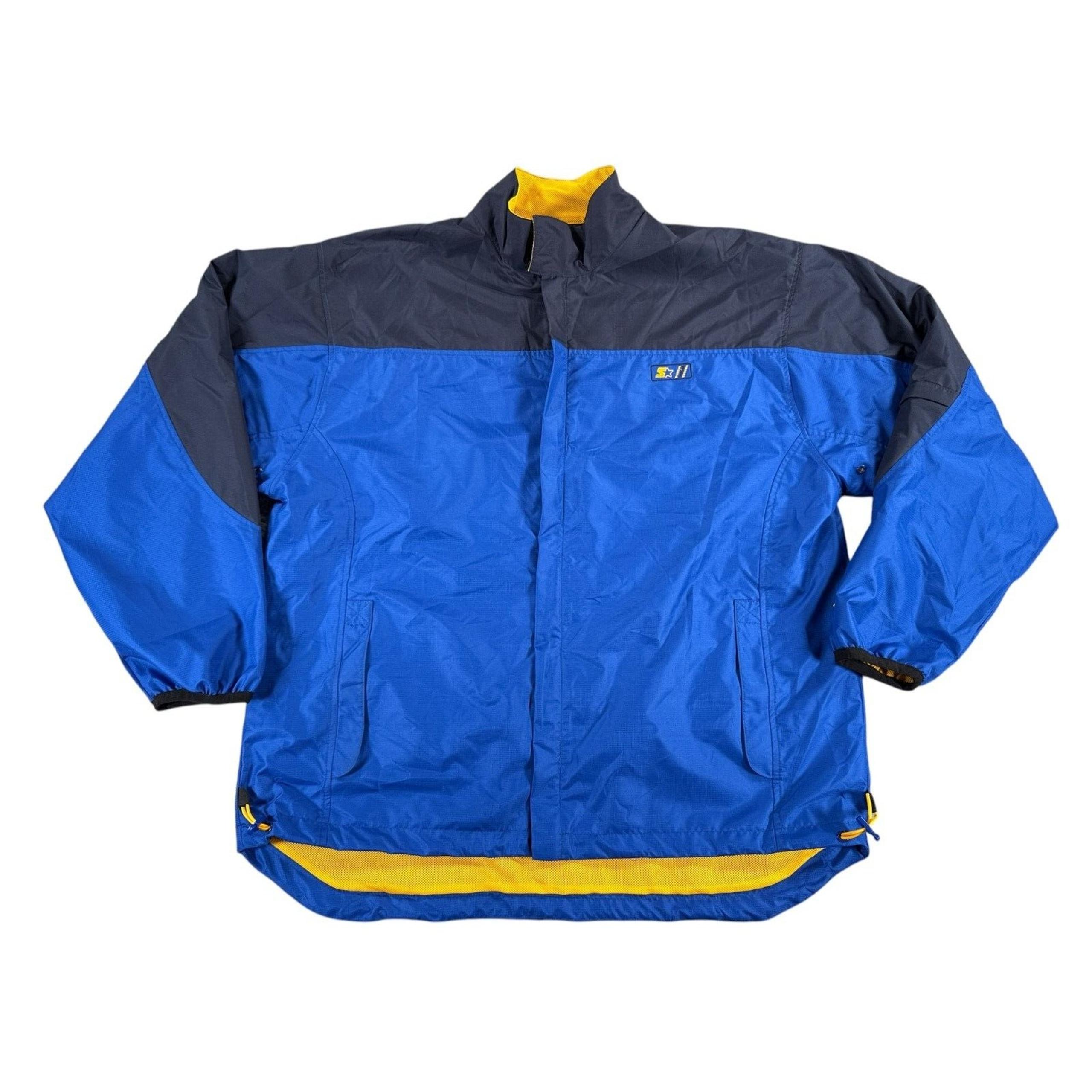 Vintage Starter Windbreaker Jacket Mens Large Blue Lightweight Full Zip Lined