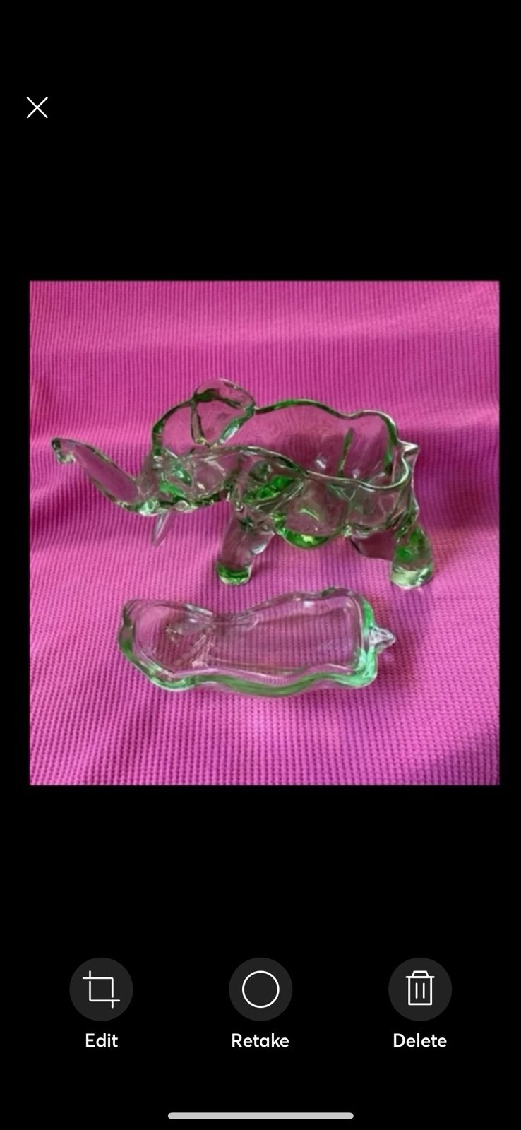 Depression Glass Co-Operative Flint Green ELEPHANT Jar Candy Trinket Dish