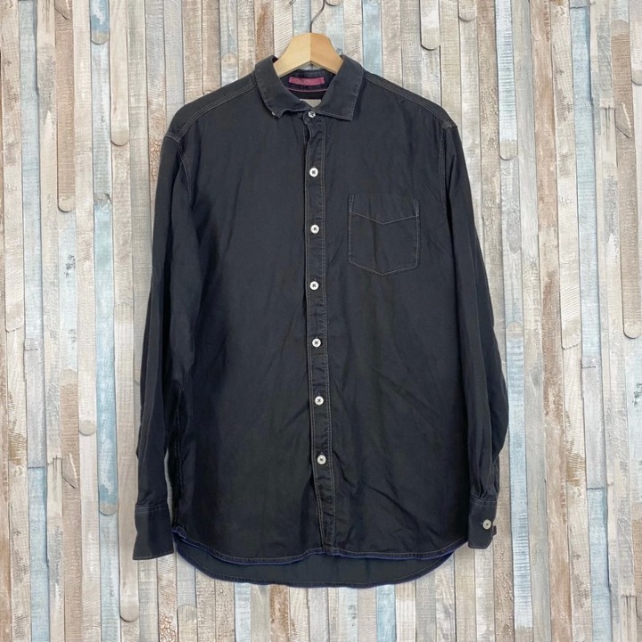 Tommy Bahama Jeans M Mens Black Pocket Tencel Button Down Long Sleeve Shirt 118