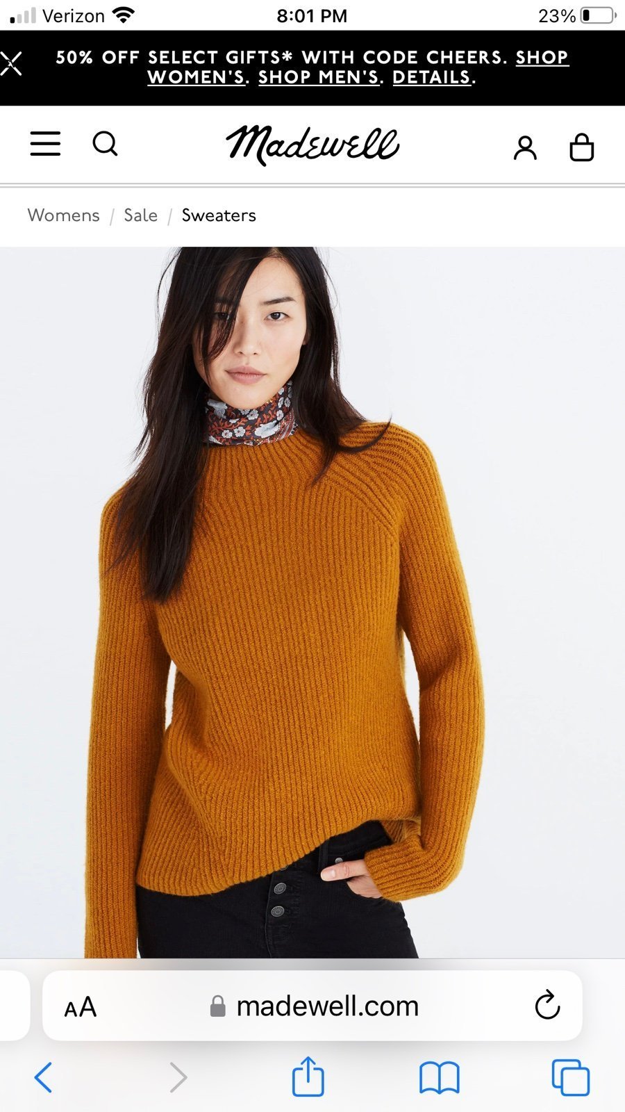 Madewell Northfield Mockneck Orange Rust Wool Women Sweater Size Small