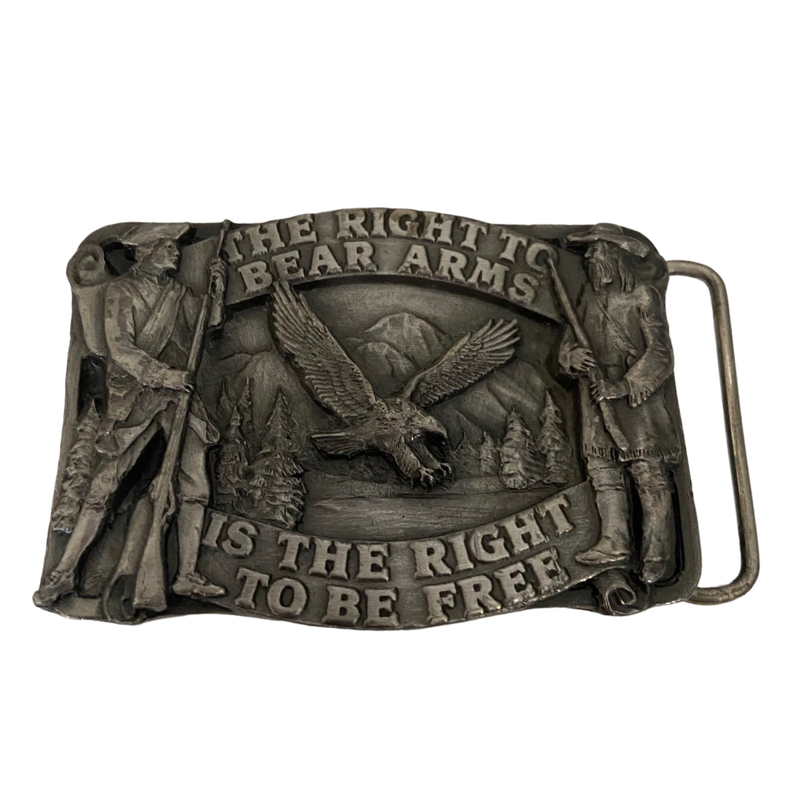 Vintage 1982 Siskiyou 2nd Amendment The Right to Bear Arms Pewter Belt Buckle