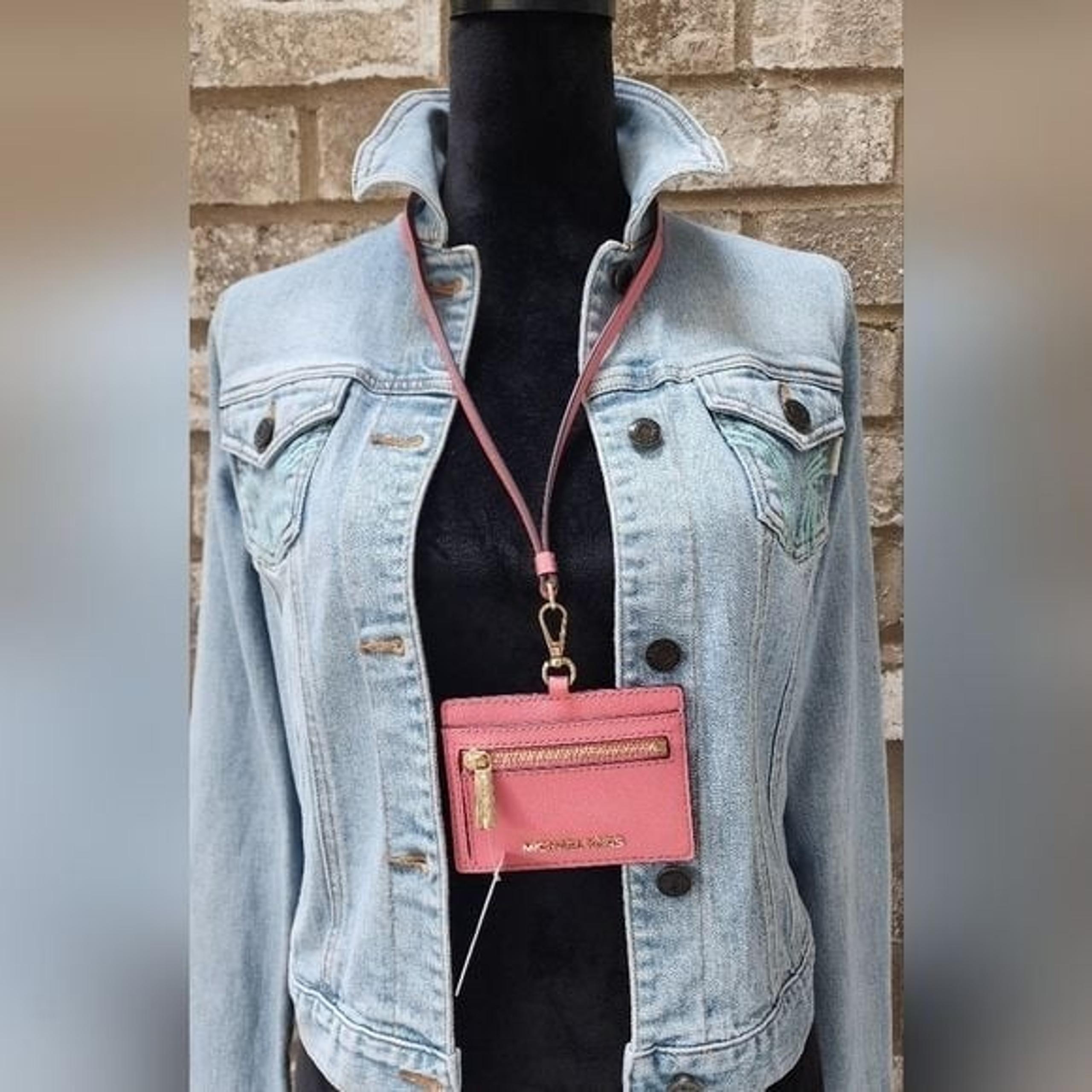 Lanyard Jet Set Travel Logo I.D. Card Case Necklace TEA ROSE NWT! - Michael Kors