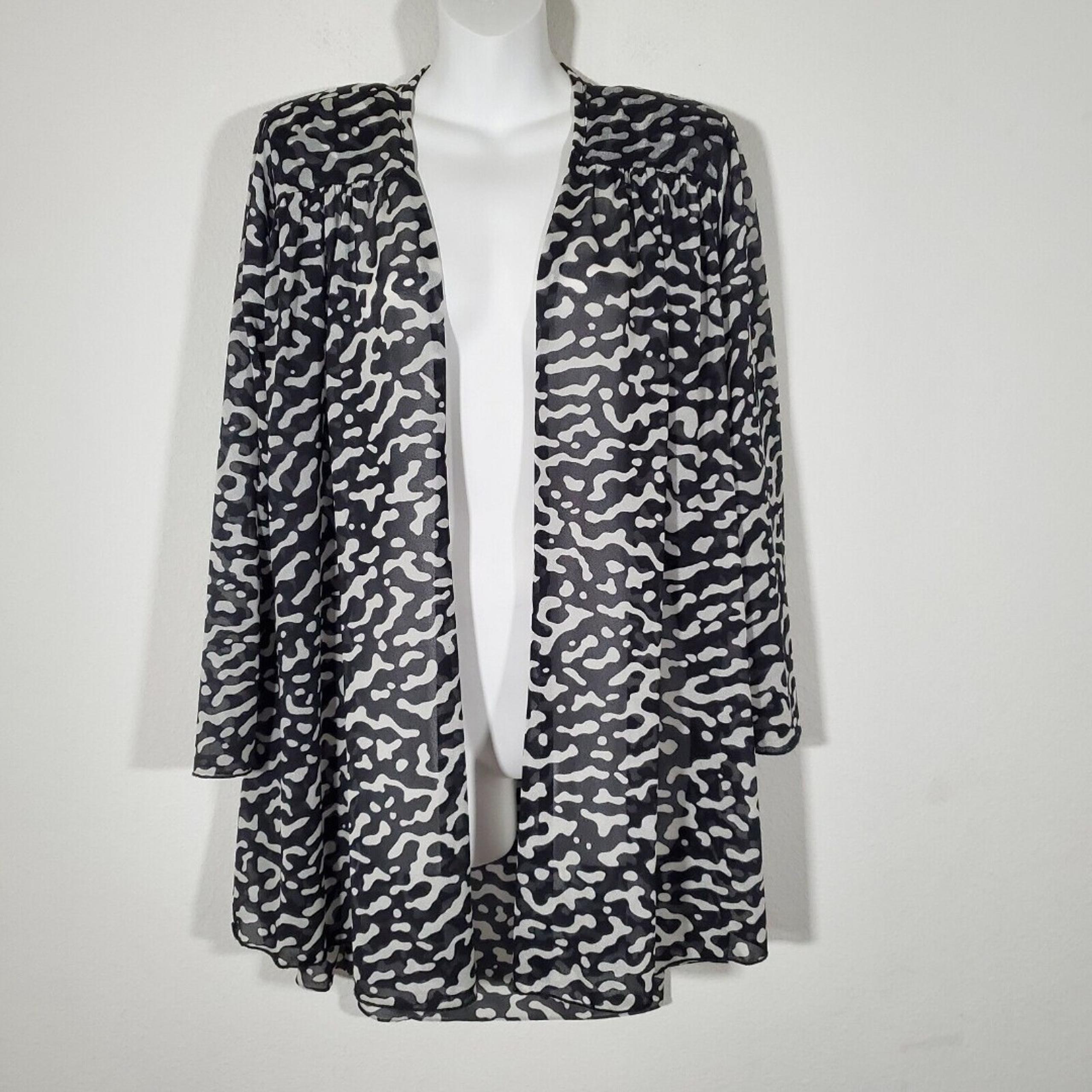Oscar de la Renta Vintage Swim Cover Up Small Black White Sheer Lightweight 90s