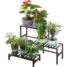 Bamboo 3-Tier Ladder Plant Stand, Planter Holder Flower Pot Display She