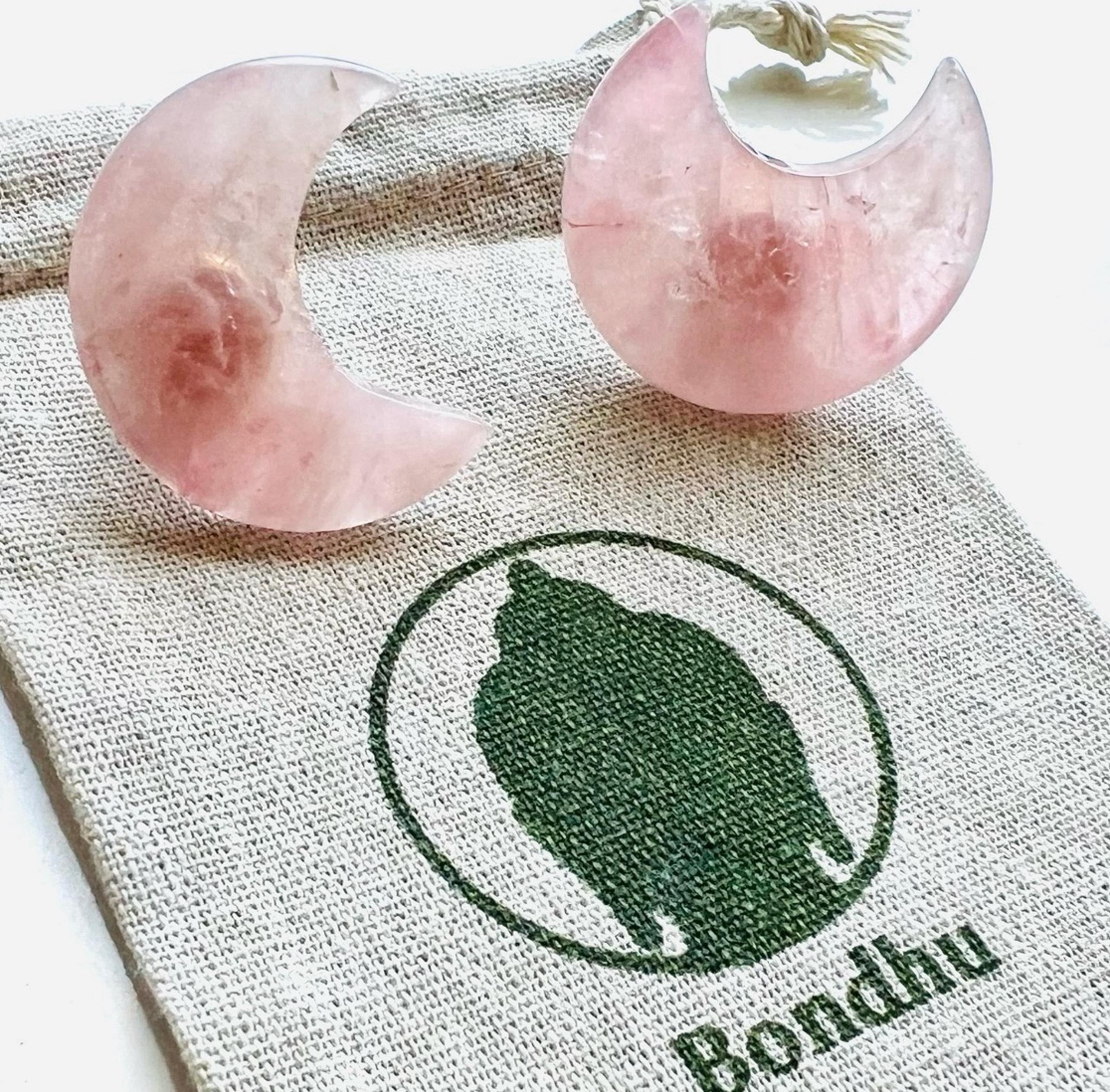 Rose Quartz Crescent Moon Dresser Drawer Knob Pulls Set of 2