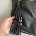 HOBO Black Tote Bag Leather Fringe Accent Double Strap