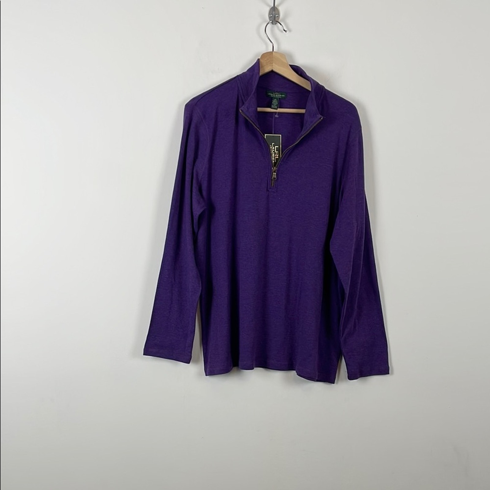Lauren Ralph Lauren Women's 3XL Pullover Purple Long Sleeve Quarter-Zip Shirt