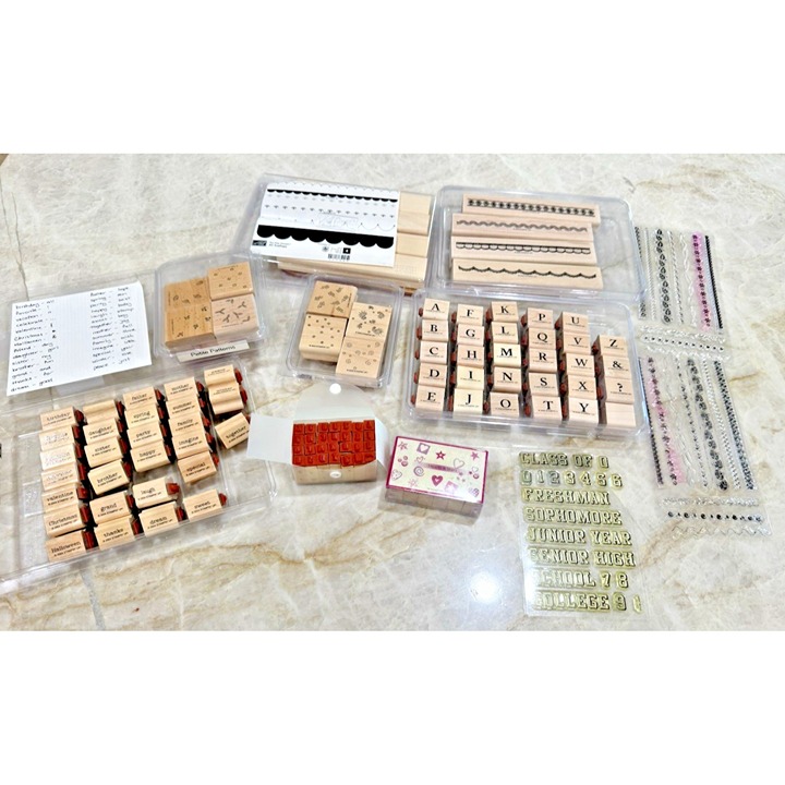 Lot of 12 SETS Stampin' Up Stamps Alphabet, Numbers, Borders, More! Many Unused!
