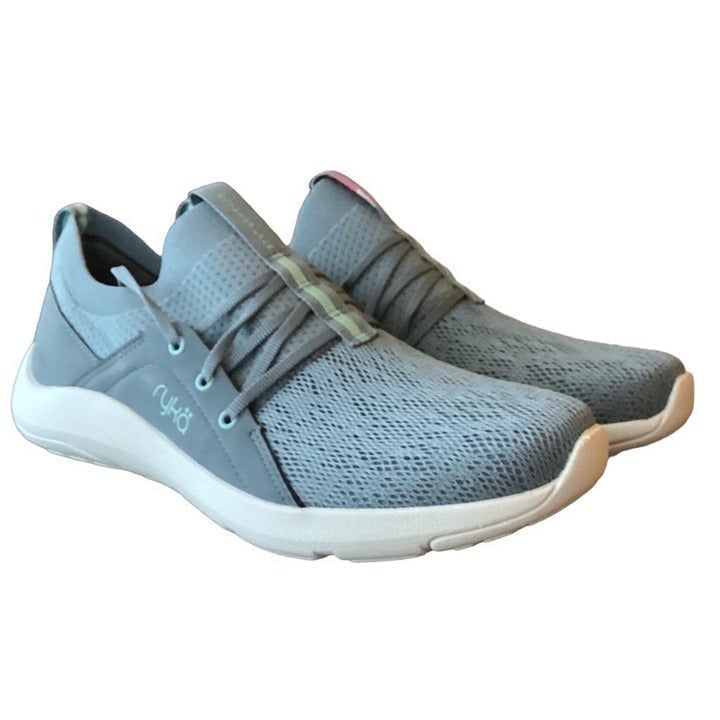 Ryka Walking Sneakers Womens 8.5 M Blue Empower Lace Slip On Knit Shoes NEW