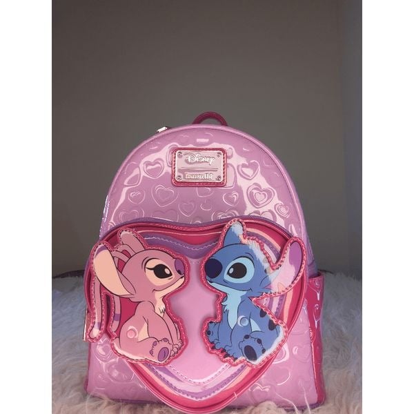 NWT Loungefly Disney Lilo & Stitch Angel & Stitch Heart Moving Mini Backpack