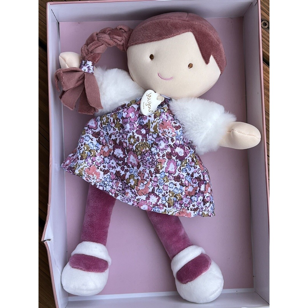Jolijou Paris Demoiselle Pretty Doll Purple Print Dress Braided Red Hair HTF New