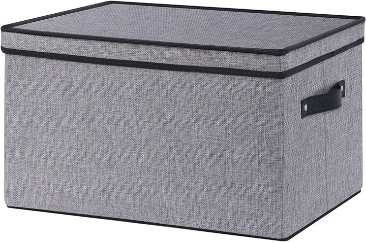 Fabric Storage Bins with Handles, Decorative Linen Closet Organizers Boxes