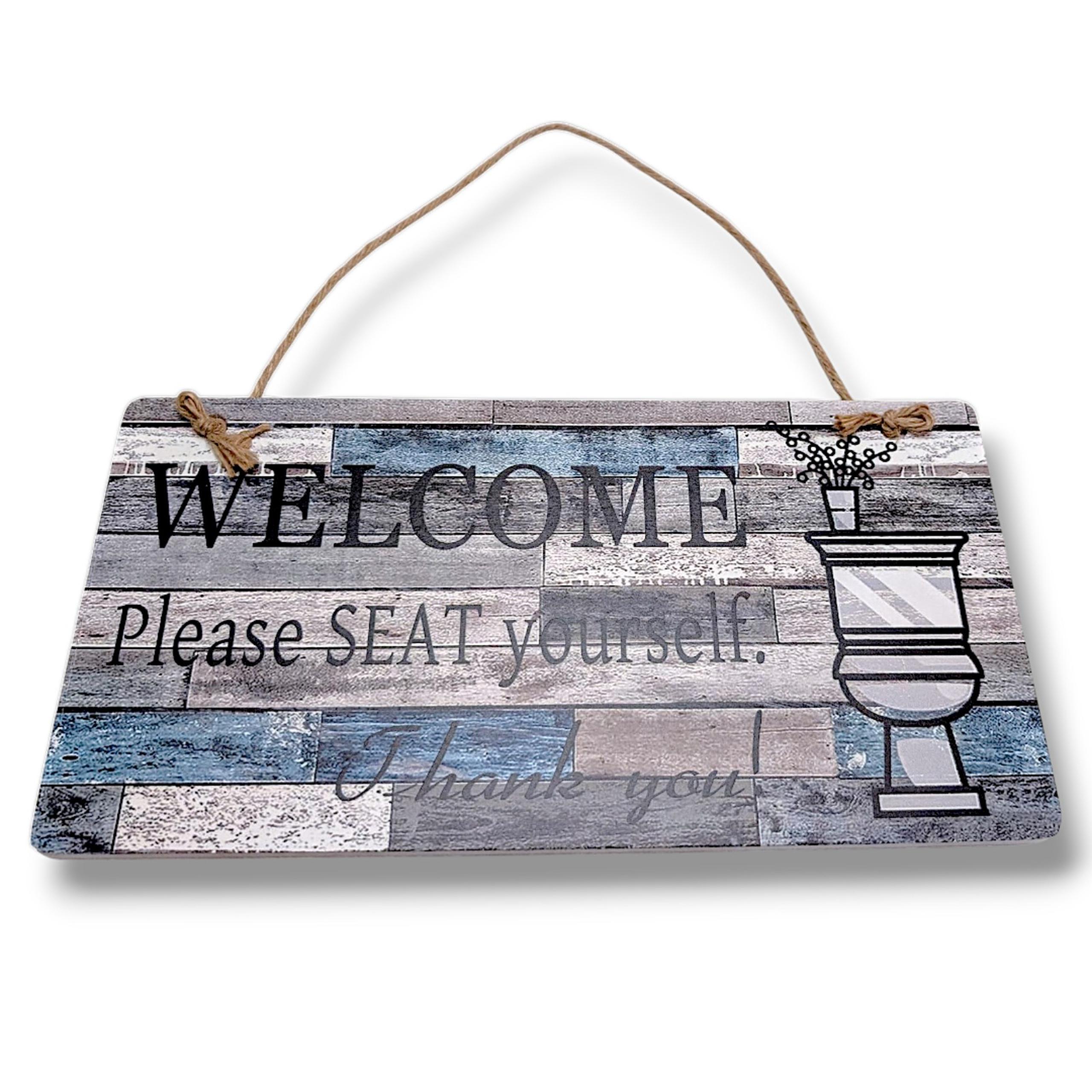SAC SMARTEN ARTS Welcome Please Seat Yourself Printed Wood Plaque Wall Art Hangi