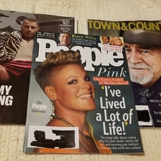Bundle of magazines. People, GQ, Town and Country March 2023