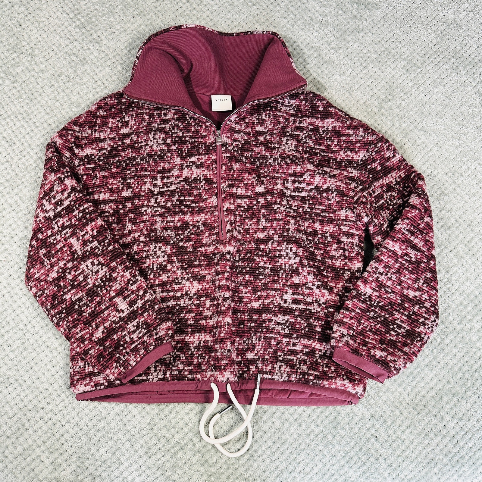 VARLEY ANTHRO BAILEY HALF ZIP WOOL BLEND SPECKLE FLEECE SWEATSHIRT ACTIVEWEAR