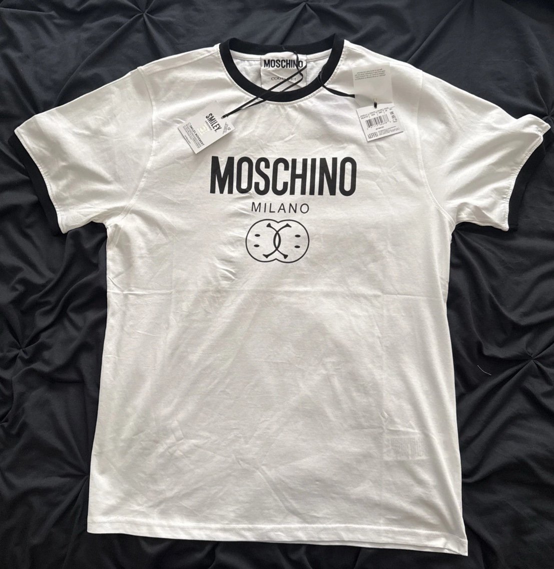 New Authentic Moschino Couture Smiley T-shirt 38 USA 48 EU White USA M