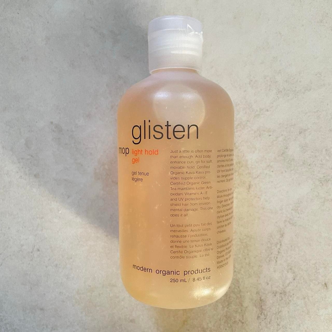 Mop Glisten Light Hold Gel All Hair Types 8.45oz / 250ml New