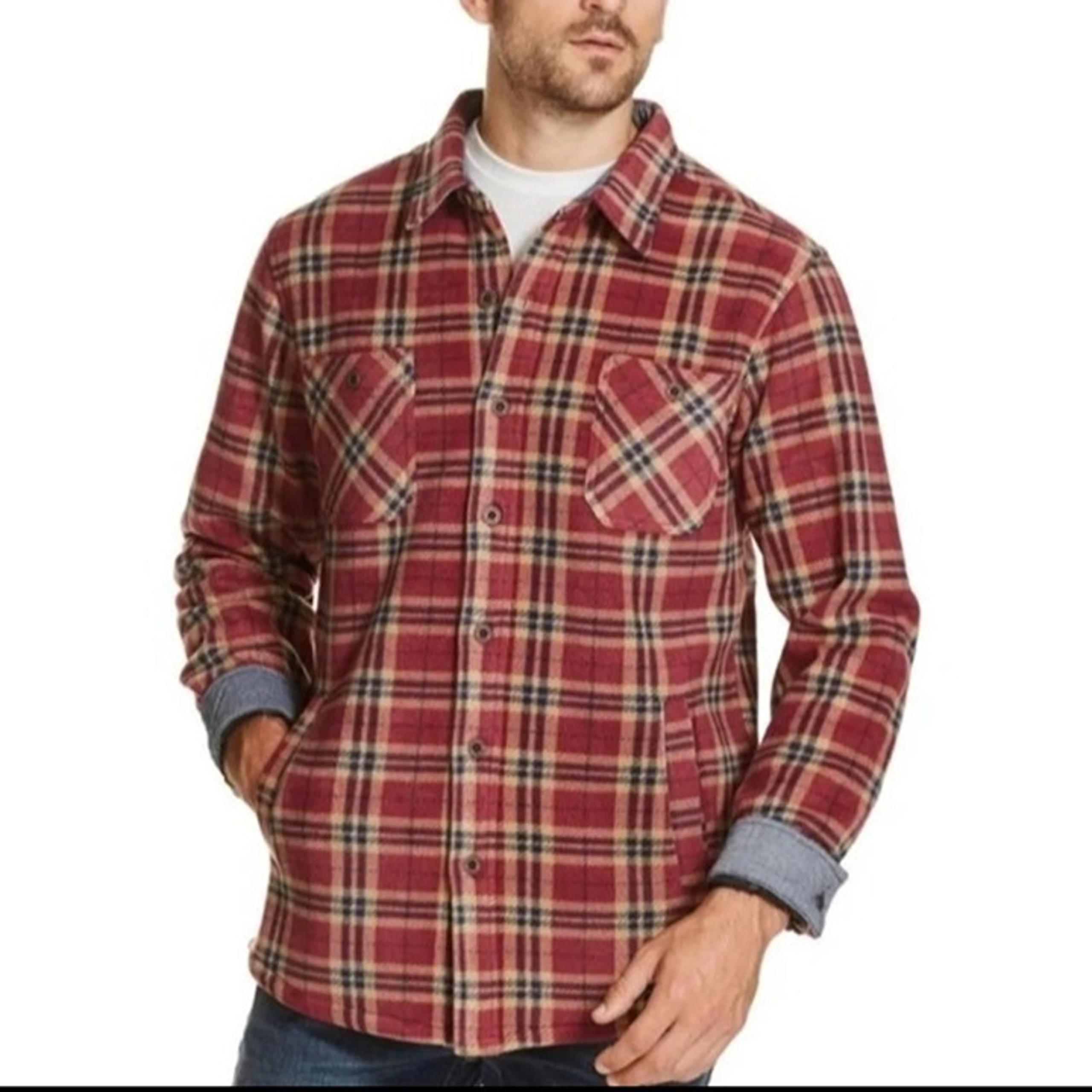 Weatherproof Vintage Sherpa Lined Button Down Shacket Pockets Size M