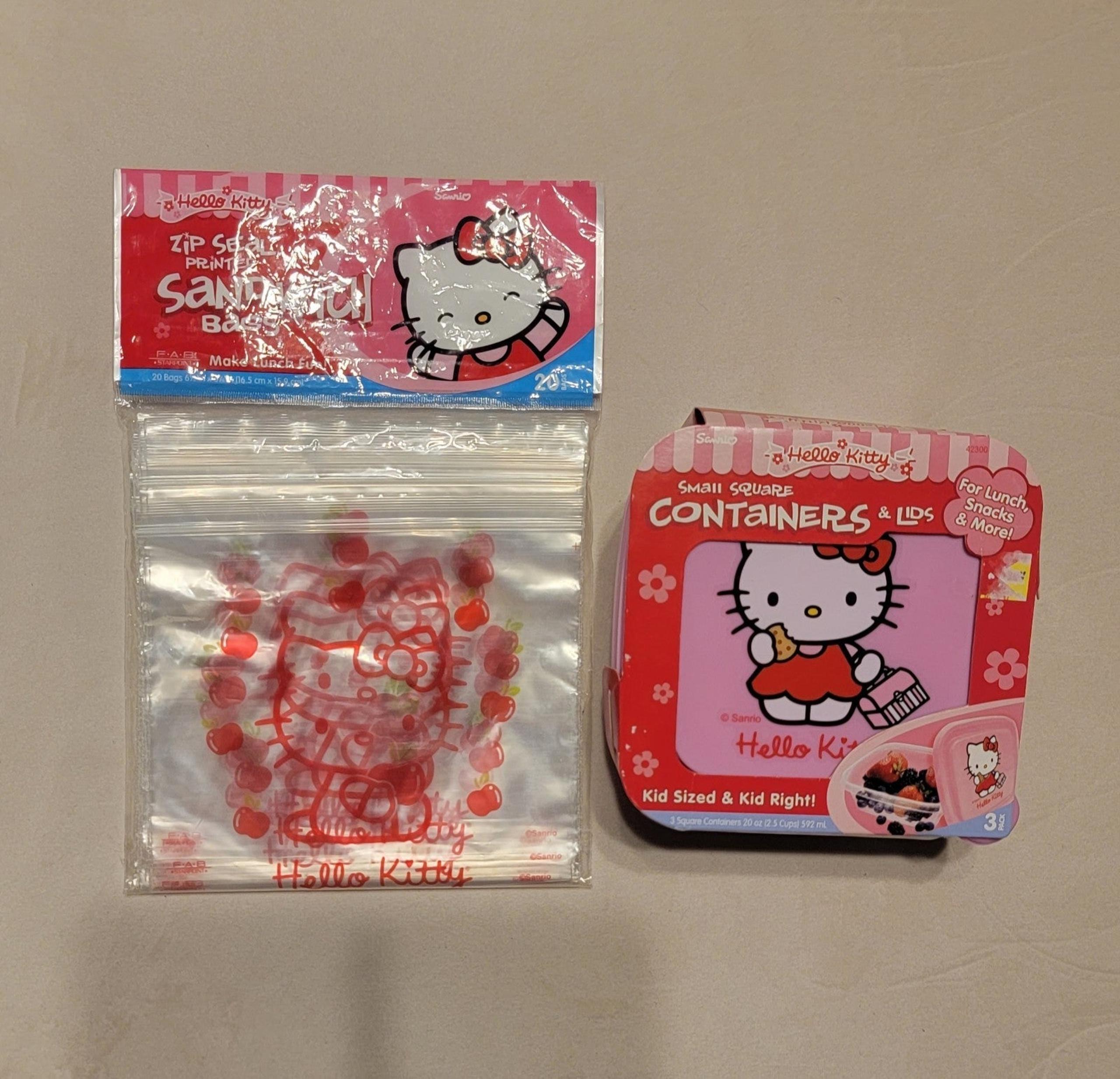 Vintage Hello Kitty zip lock bags & plastic containers sanrio
